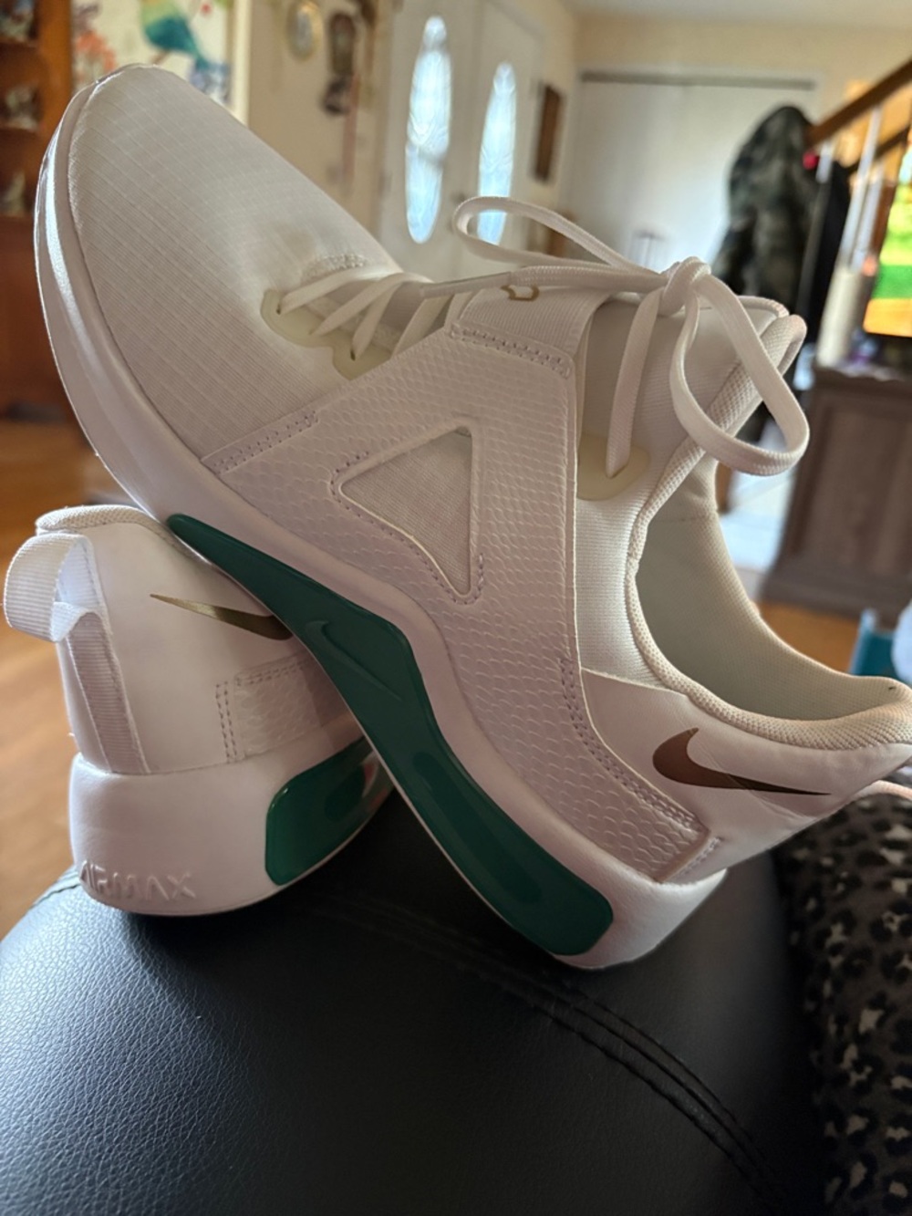 Nike Women’s White Trainers with Teal and Bronze Accents
